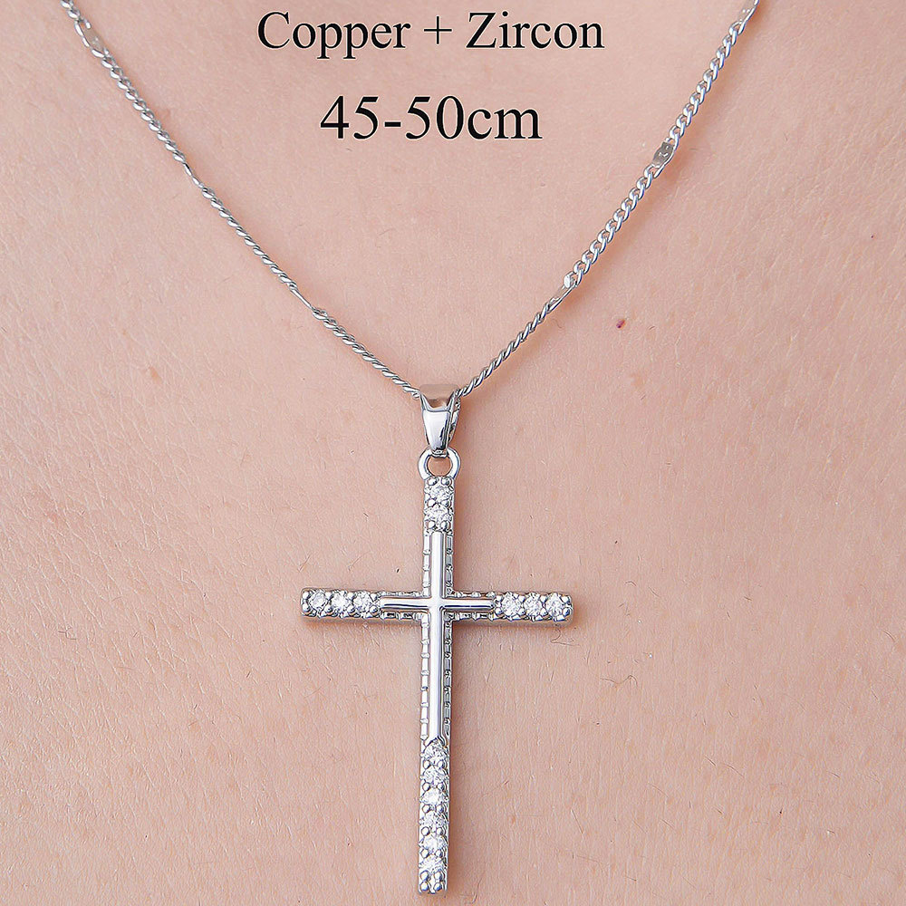 201 Stainless Steel Zircon Simple Style Polishing Plating Inlay Cross Heart Shape Crown Zircon Pendant Necklace display picture 25