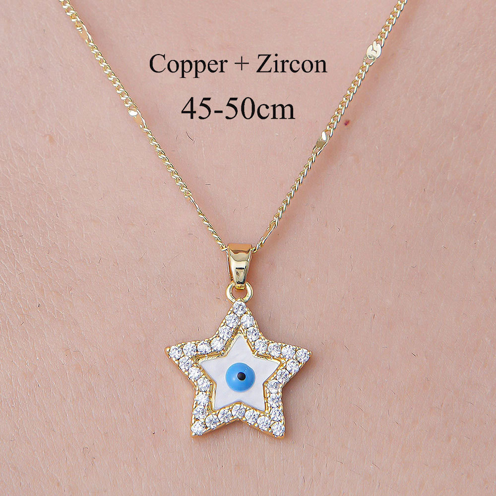 201 Stainless Steel Zircon Simple Style Polishing Plating Inlay Devil's Eye Cherry Heart Shape Zircon Pendant Necklace display picture 19