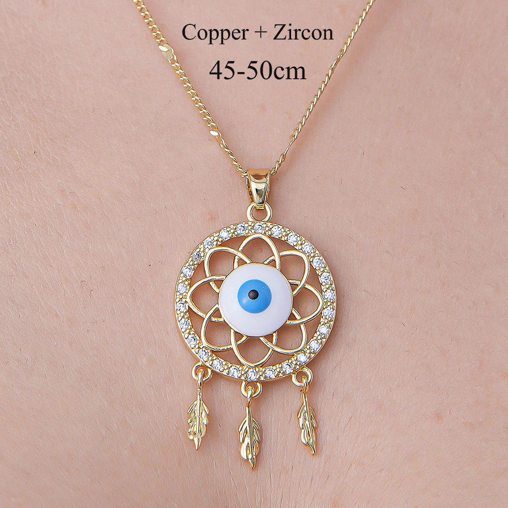201 Stainless Steel Zircon Simple Style Polishing Plating Inlay Devil's Eye Cherry Heart Shape Zircon Pendant Necklace display picture 22