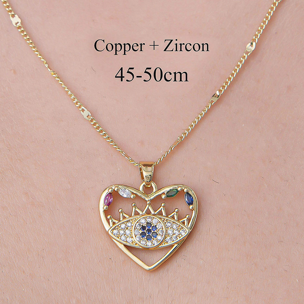 Acero Inoxidable 201 Circón Estilo Simple Pulido Enchapado Embutido Ojo Del Diablo Cereza Forma De Corazón Circón Collar Colgante display picture 31