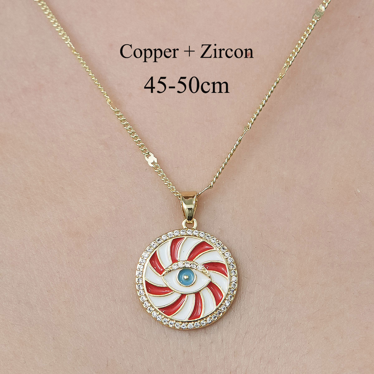 Simple Style Cross Devil's Eye Flower Copper Plating Inlay Zircon Pendant Necklace display picture 7