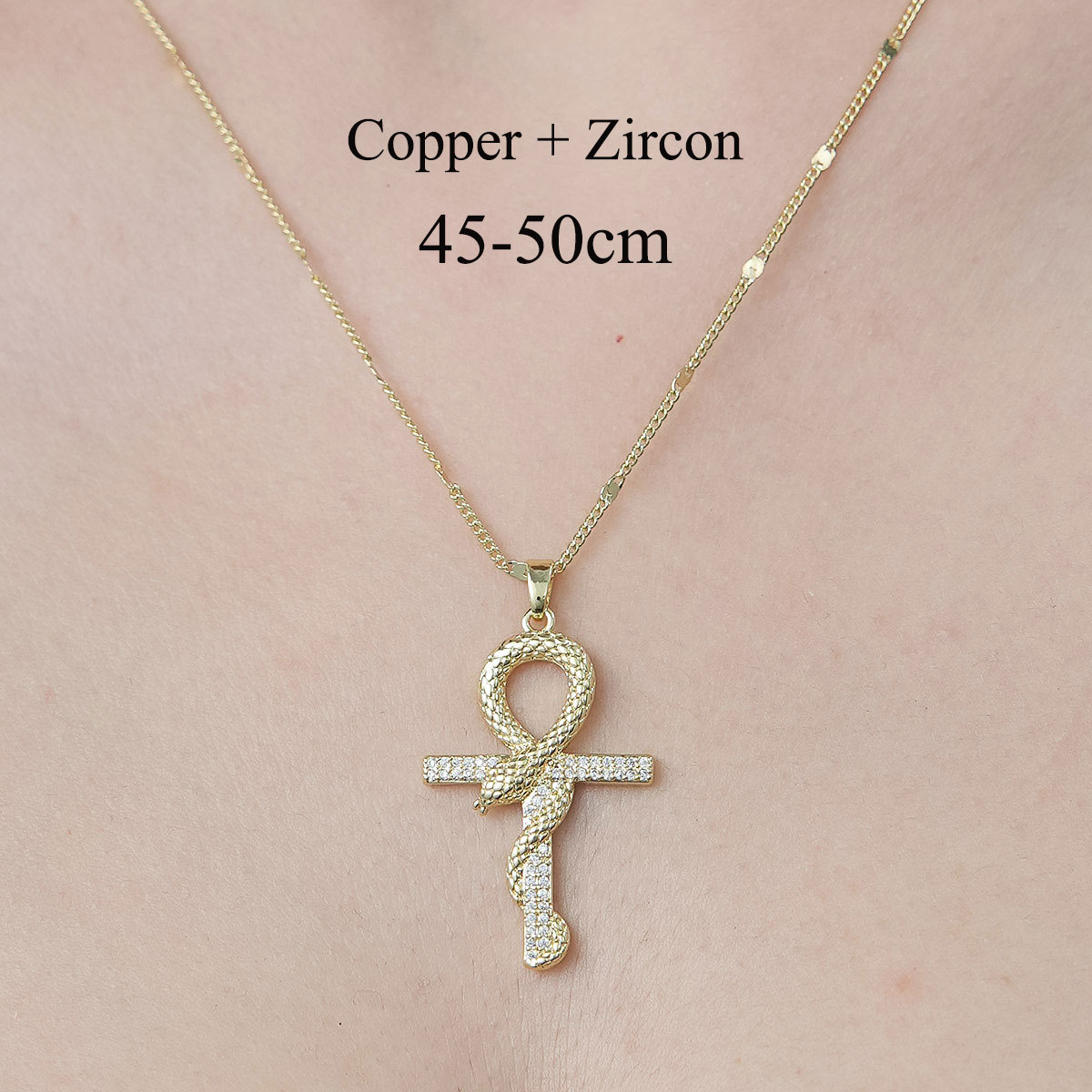 Simple Style Cross Devil's Eye Flower Copper Plating Inlay Zircon Pendant Necklace display picture 19