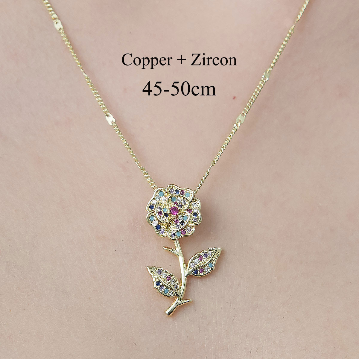Simple Style Cross Devil's Eye Flower Copper Plating Inlay Zircon Pendant Necklace display picture 28