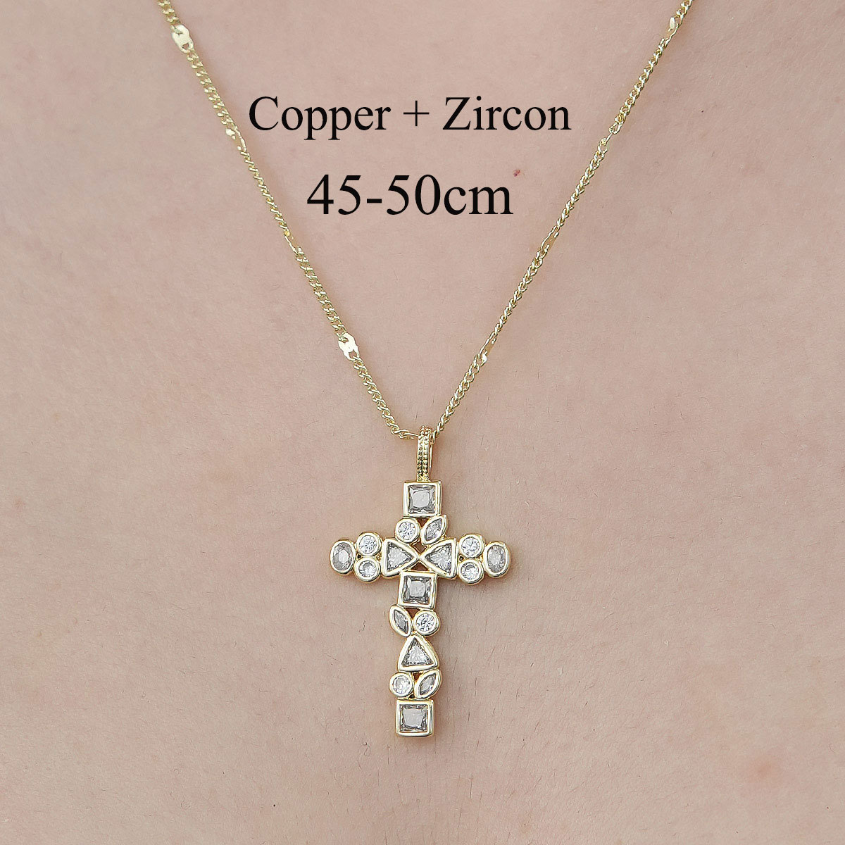 Simple Style Cross Sunflower Butterfly Copper Plating Inlay Zircon Pendant Necklace display picture 7