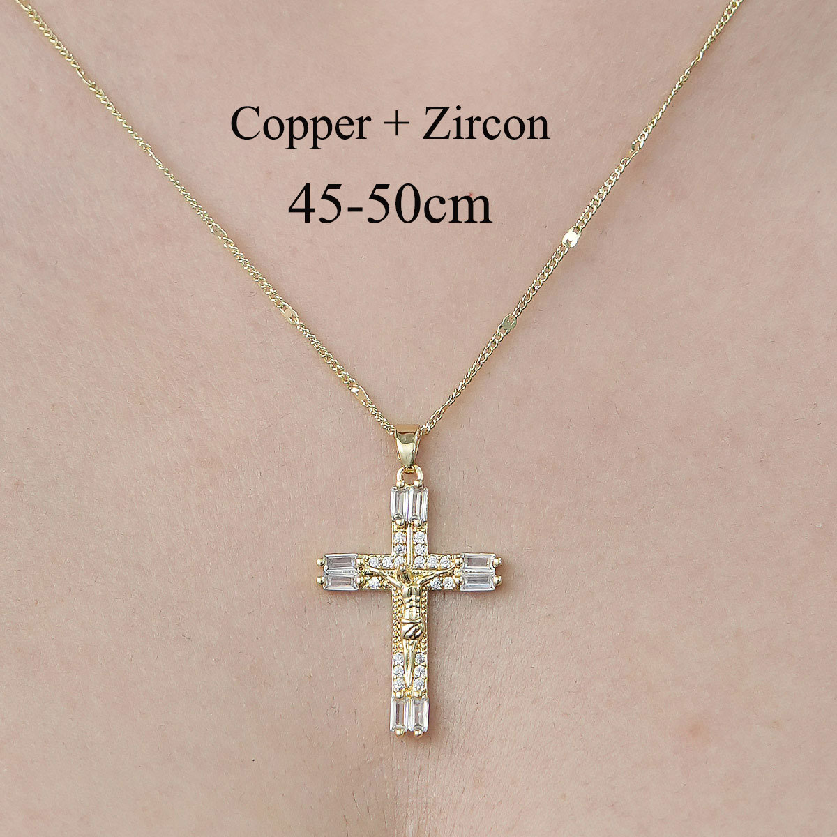 Simple Style Cross Sunflower Butterfly Copper Plating Inlay Zircon Pendant Necklace display picture 13