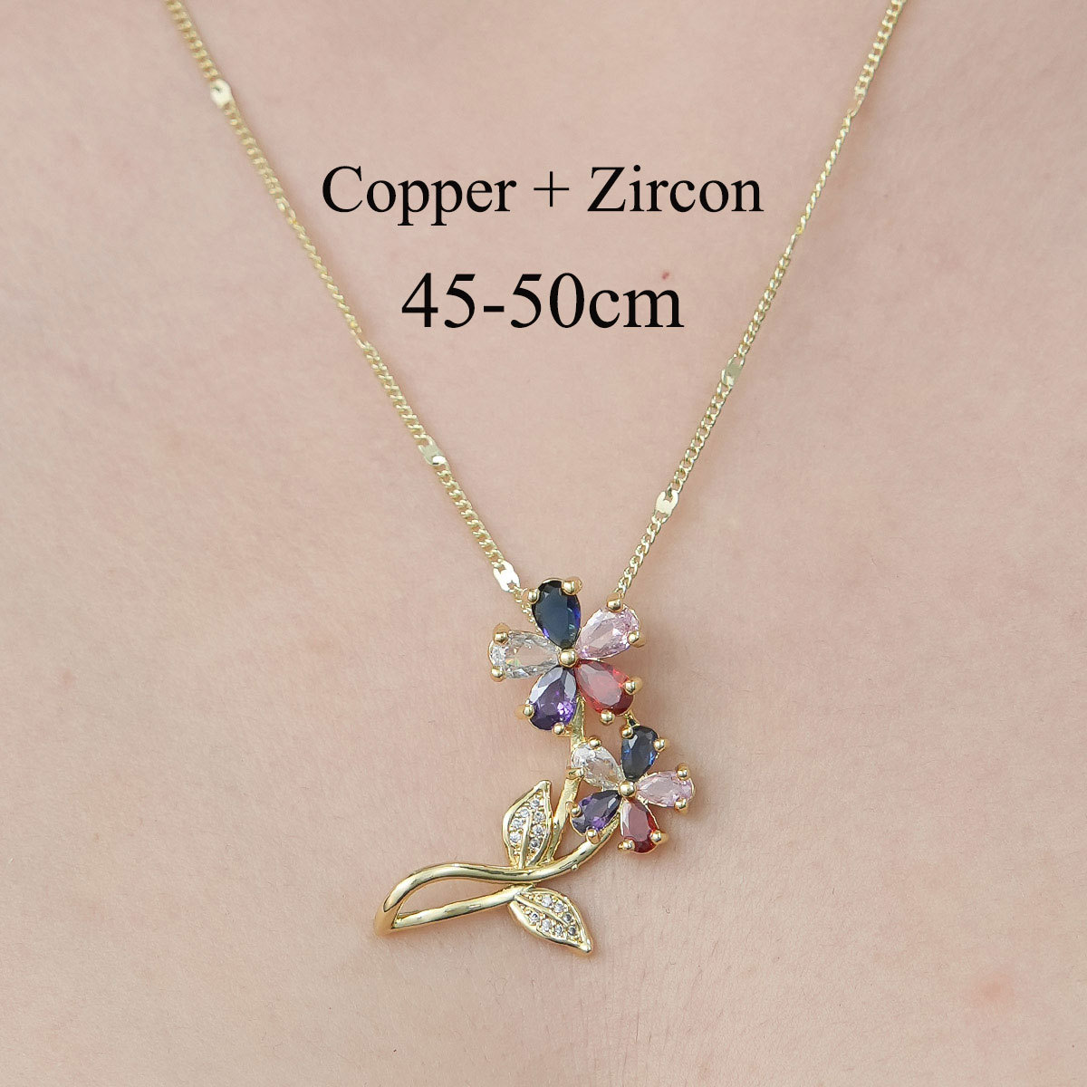 Simple Style Cross Sunflower Butterfly Copper Plating Inlay Zircon Pendant Necklace display picture 16