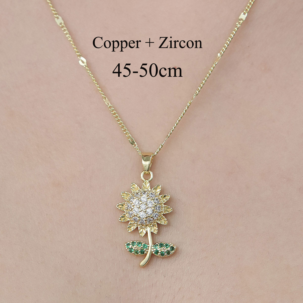 Simple Style Cross Sunflower Butterfly Copper Plating Inlay Zircon Pendant Necklace display picture 28