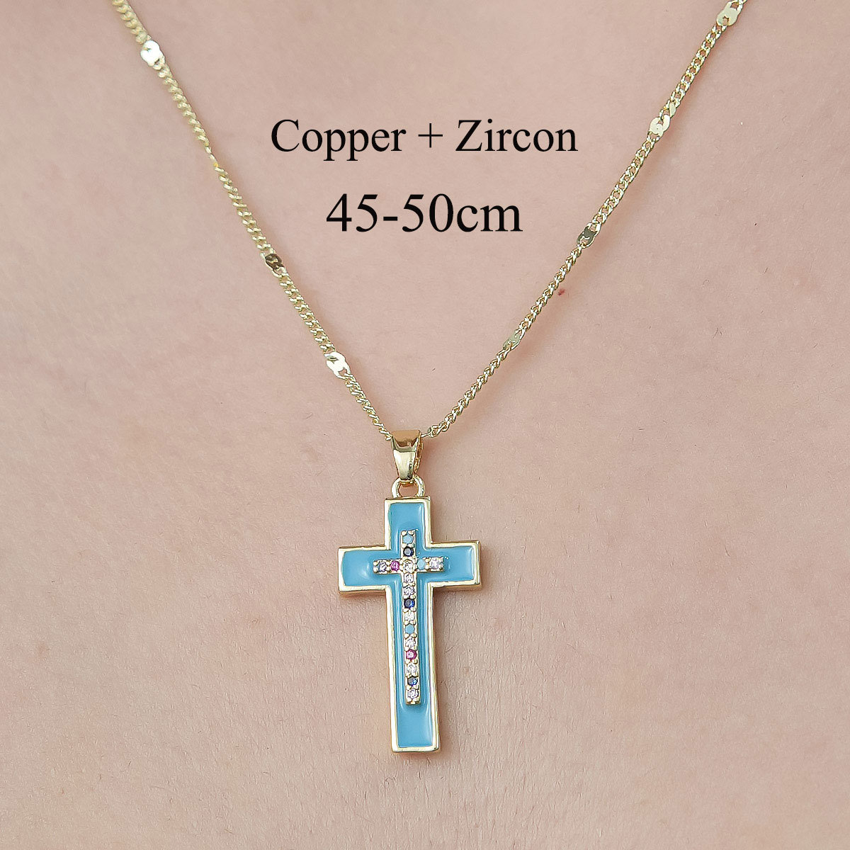 Simple Style Cross Sunflower Butterfly Copper Plating Inlay Zircon Pendant Necklace display picture 31