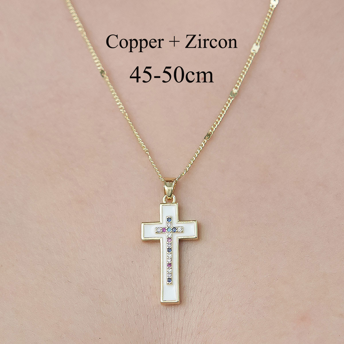 Simple Style Cross Sunflower Butterfly Copper Plating Inlay Zircon Pendant Necklace display picture 34