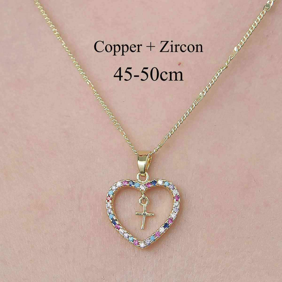 Copper Simple Style Plating Inlay Cross Devil's Eye Virgin Mary Zircon Pendant Necklace display picture 16
