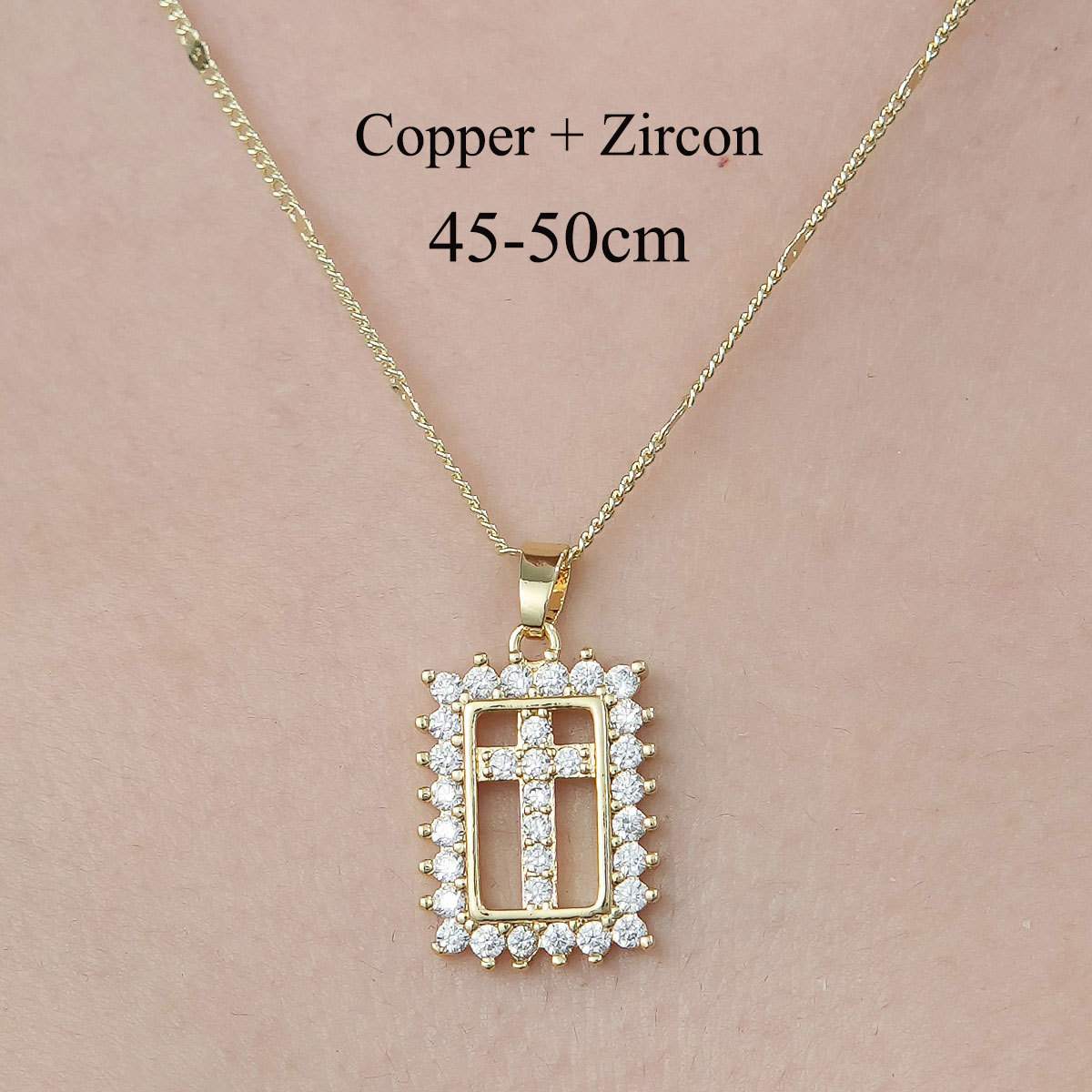 Copper Simple Style Plating Inlay Cross Devil's Eye Virgin Mary Zircon Pendant Necklace display picture 19