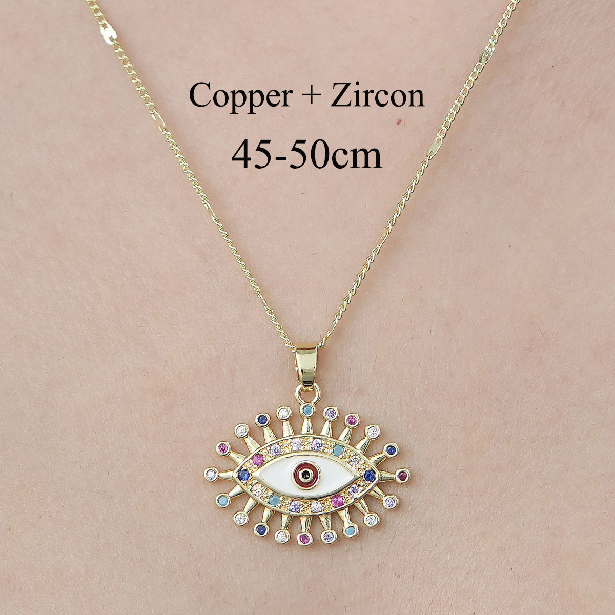 Copper Simple Style Plating Inlay Cross Devil's Eye Virgin Mary Zircon Pendant Necklace display picture 25