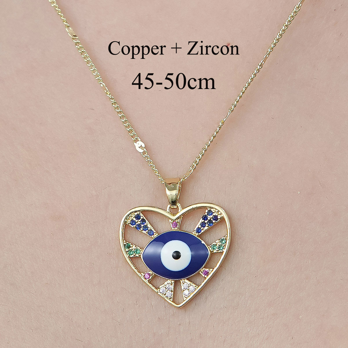 Copper Simple Style Plating Inlay Cross Devil's Eye Virgin Mary Zircon Pendant Necklace display picture 31