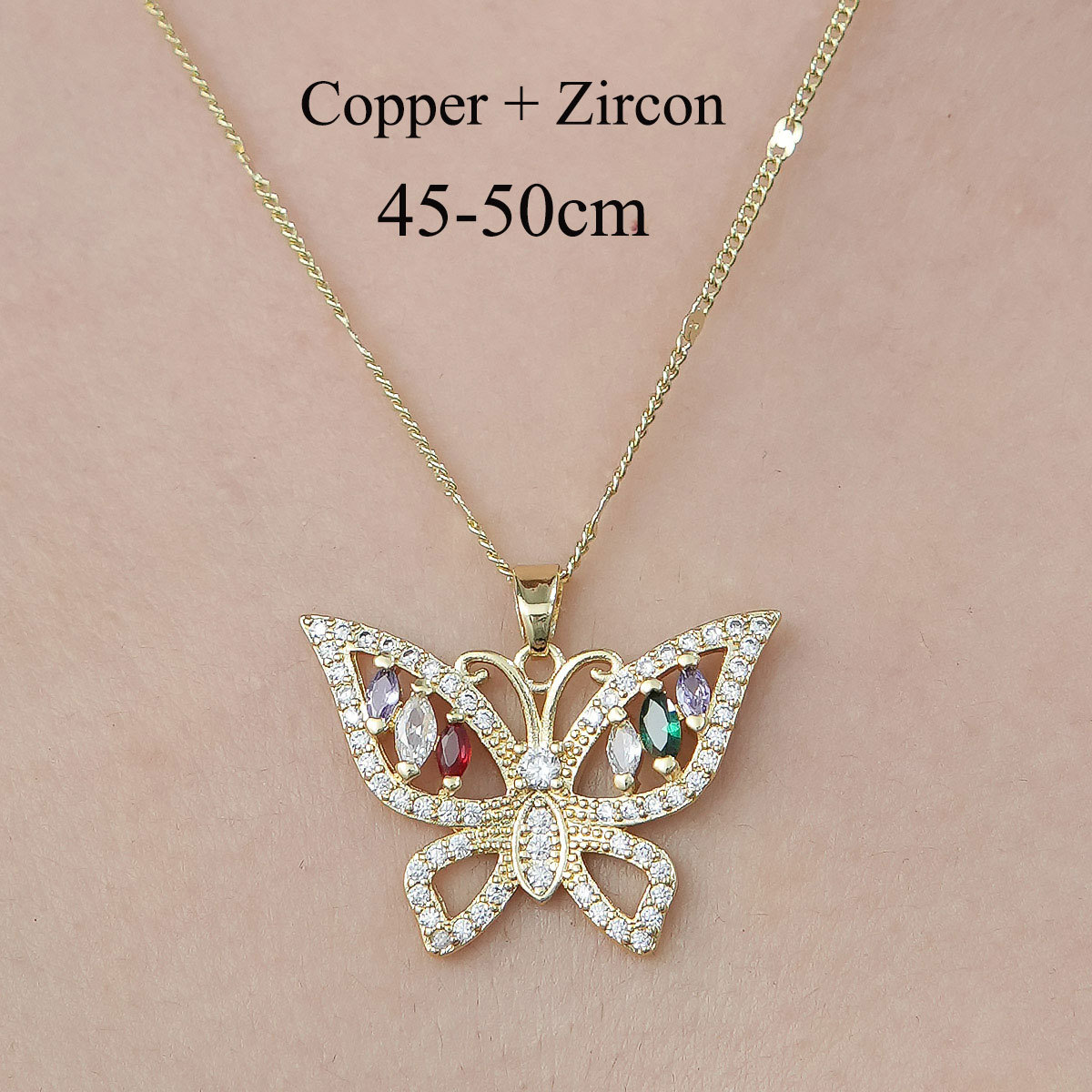 Copper Simple Style Plating Inlay Butterfly Water Droplets Dragonfly Zircon Pendant Necklace display picture 16