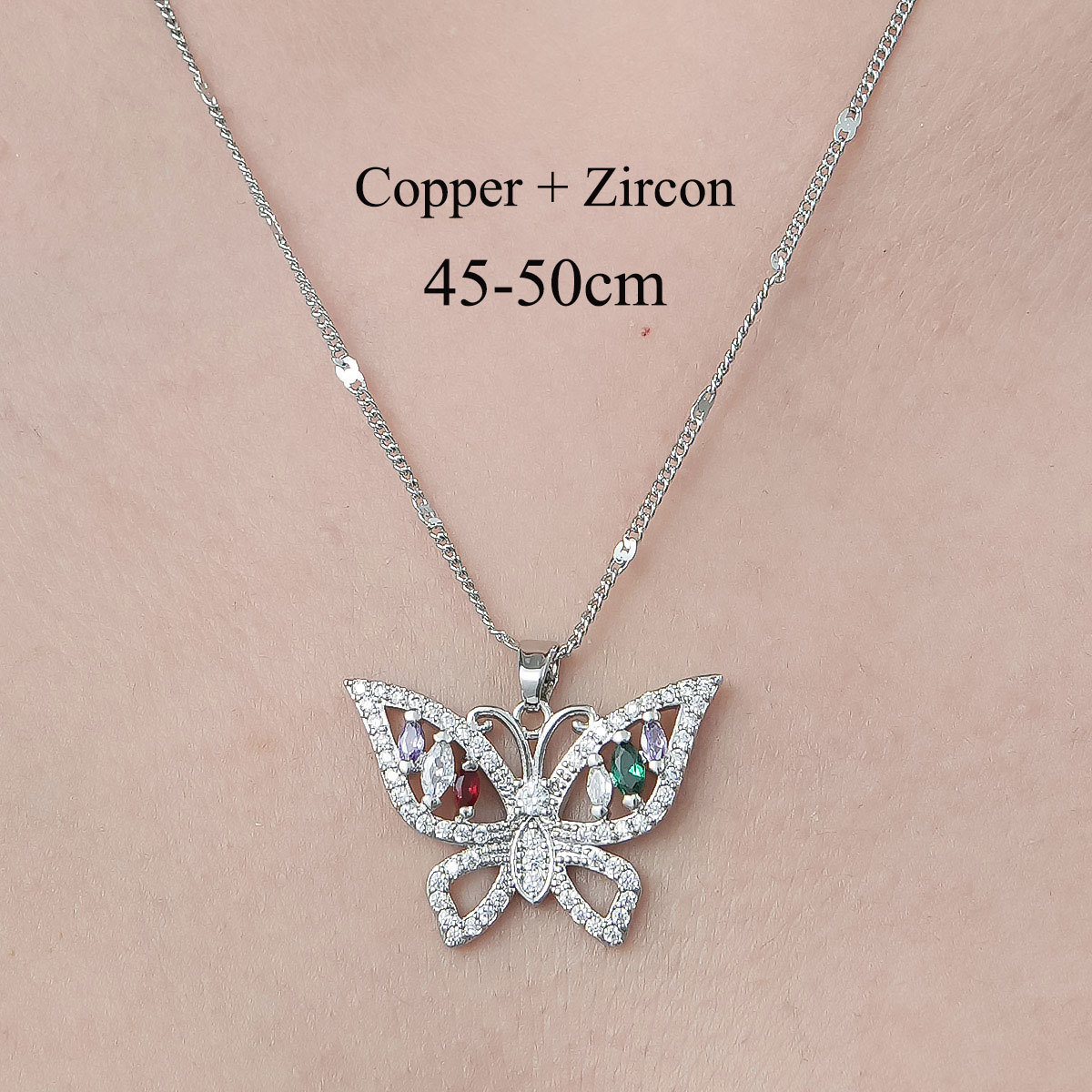 Copper Simple Style Plating Inlay Water Droplets Snake Butterfly Zircon Pendant Necklace display picture 16