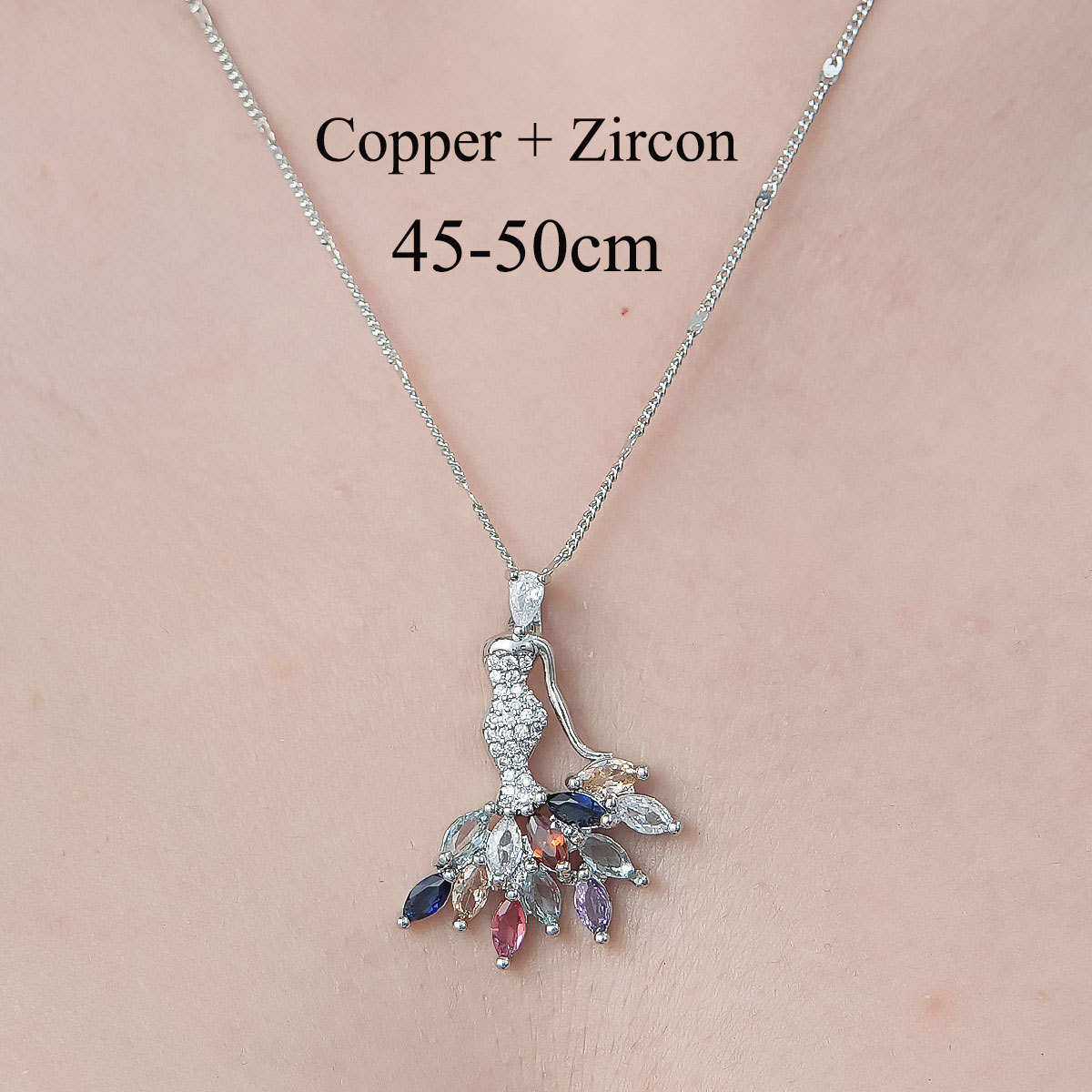 Copper Simple Style Plating Inlay Water Droplets Snake Butterfly Zircon Pendant Necklace display picture 19