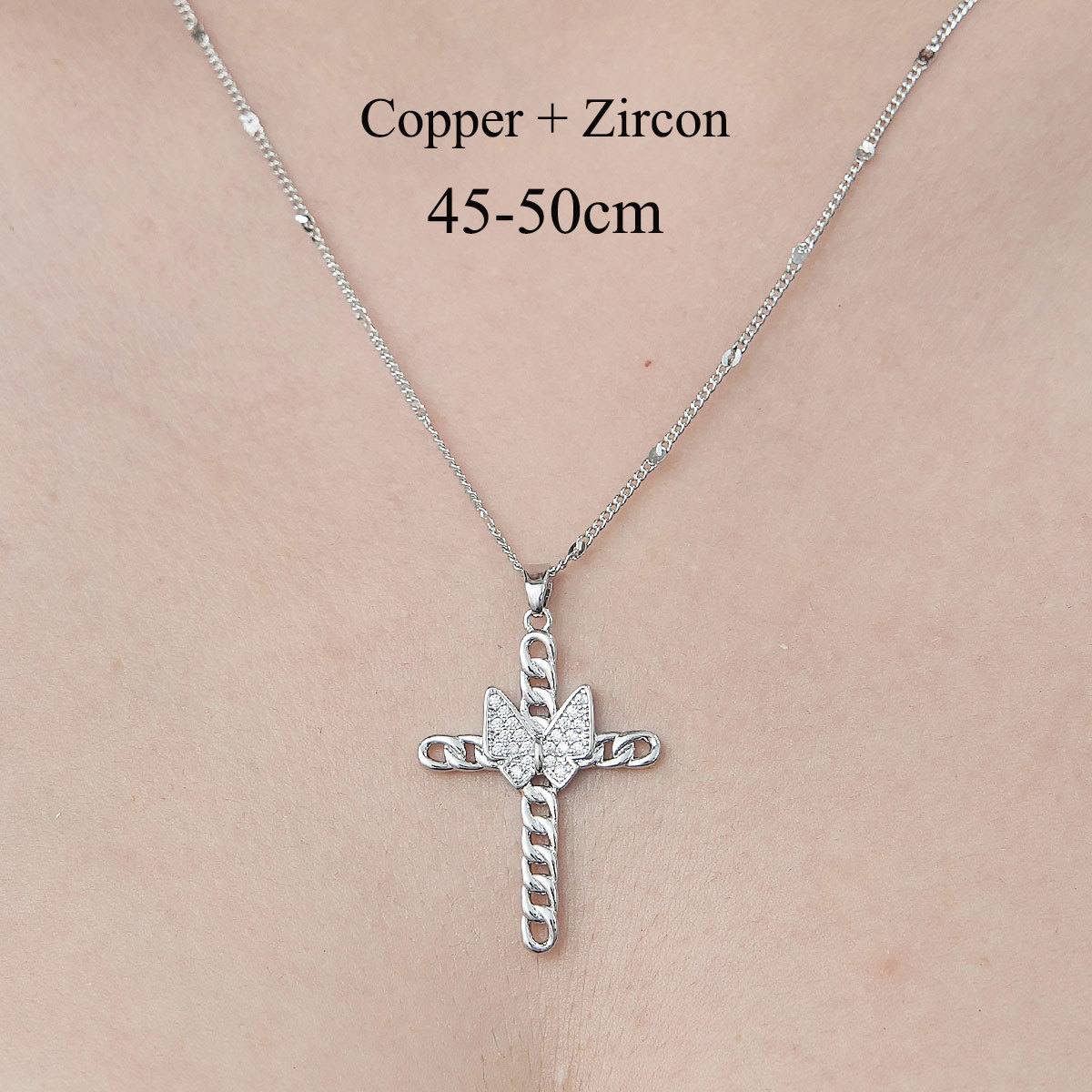 Copper Simple Style Plating Inlay Water Droplets Snake Butterfly Zircon Pendant Necklace display picture 37