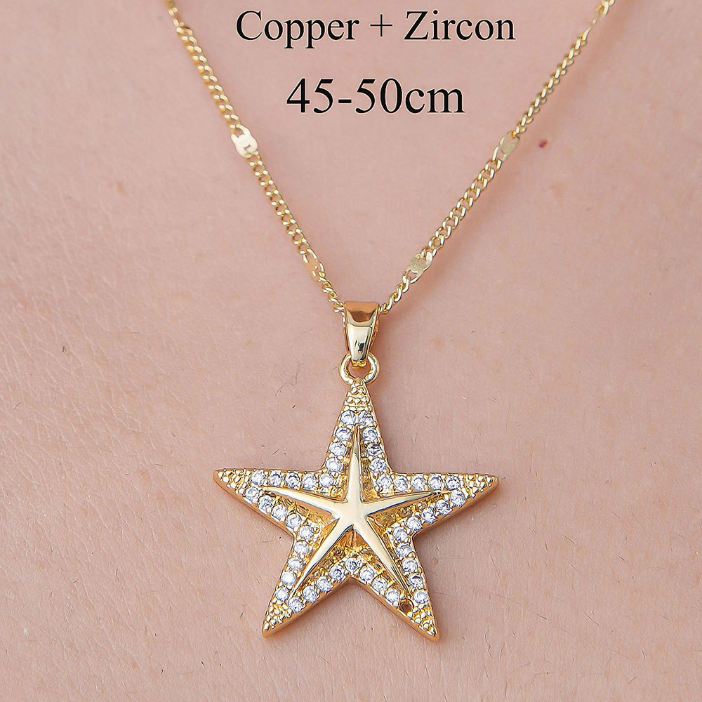 201 Stainless Steel Zircon Simple Style Polishing Plating Rainbow Star Moon Pendant Necklace display picture 13