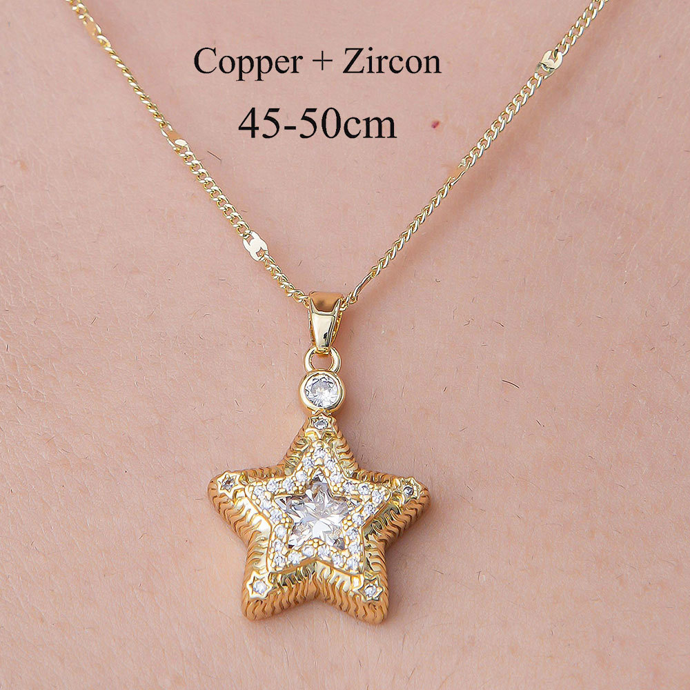 201 Stainless Steel Zircon Simple Style Polishing Plating Rainbow Star Moon Pendant Necklace display picture 25