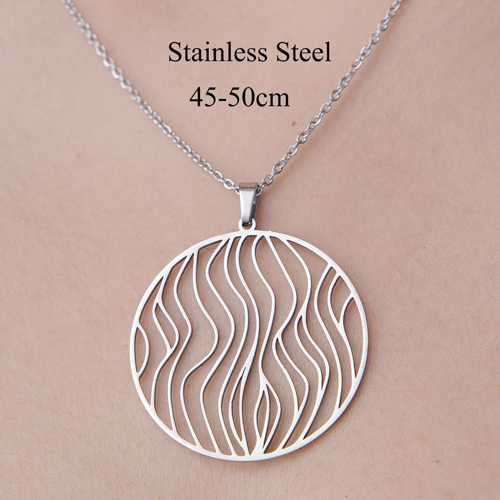 Wholesale Simple Style Circle Star Stainless Steel Titanium Steel Polishing Plating Pendant Necklace display picture 10