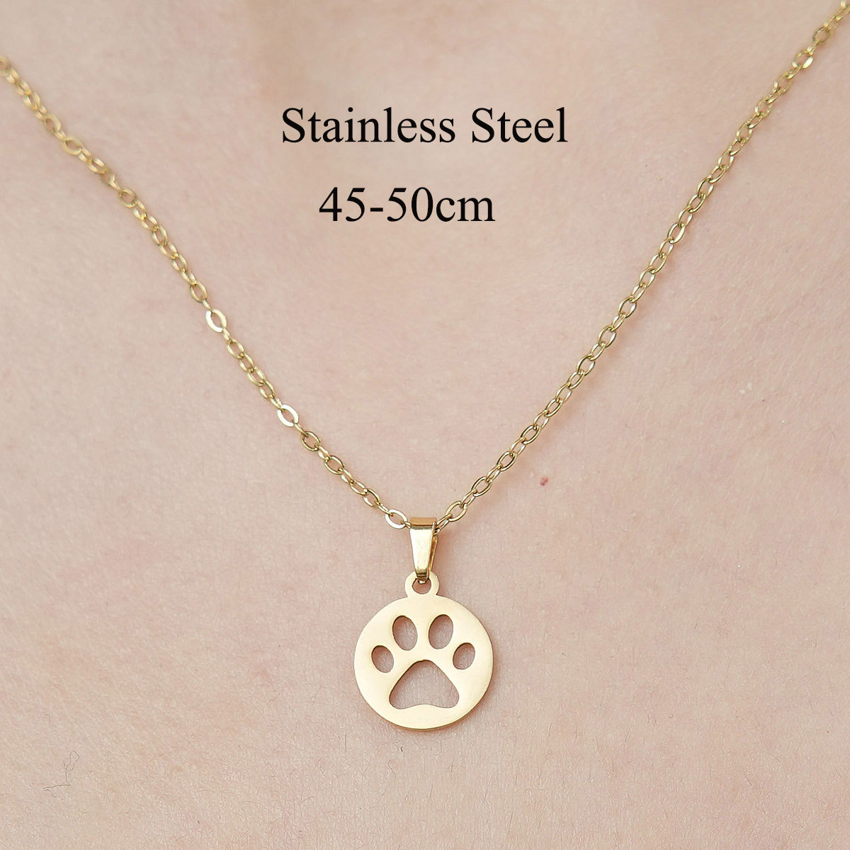 Wholesale Simple Style Human Sun Paw Print Stainless Steel Titanium Steel Polishing Plating Pendant Necklace display picture 22