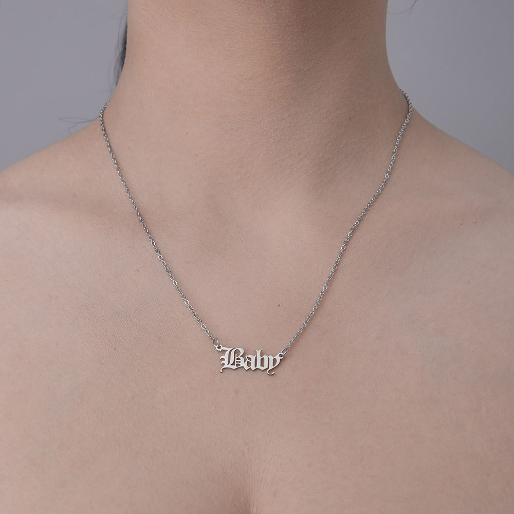 201 Stainless Steel Simple Style Polishing Plating Letter Pendant Necklace display picture 12