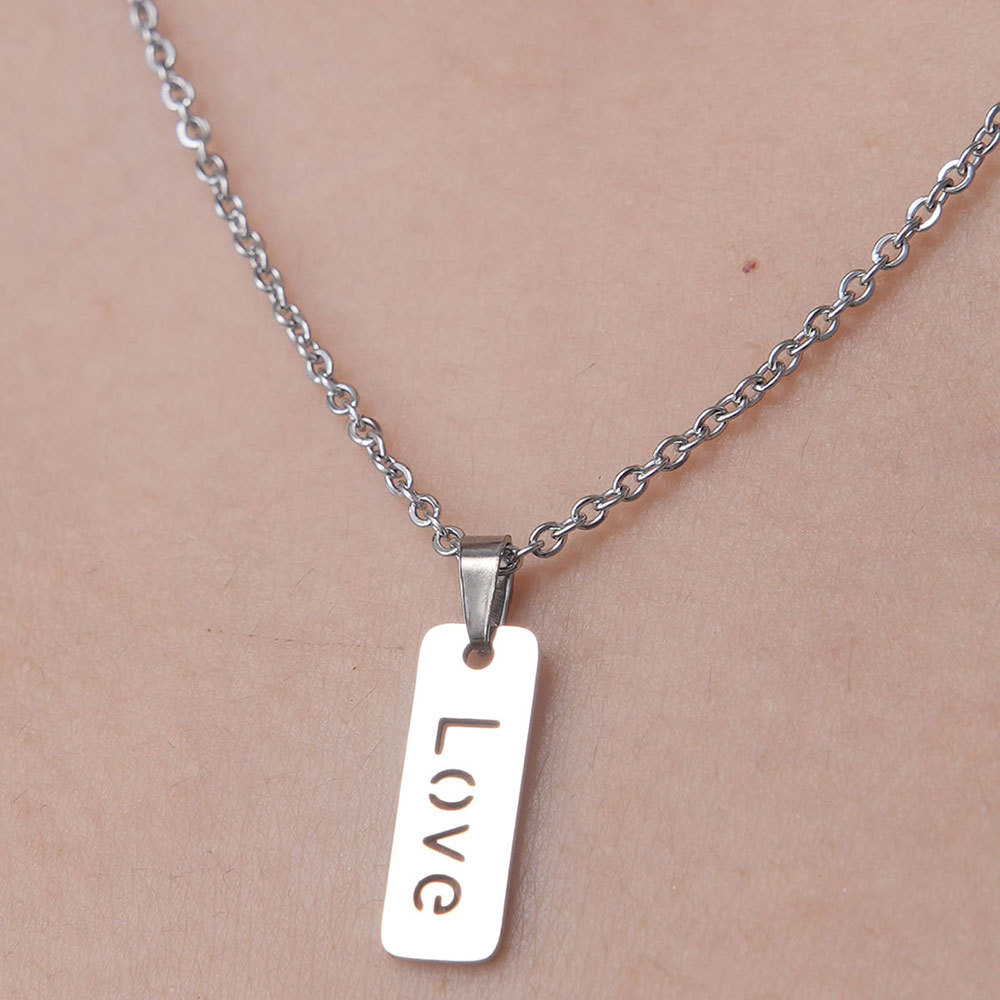 201 Stainless Steel Simple Style Polishing Plating Letter Heart Shape Pendant Necklace display picture 8