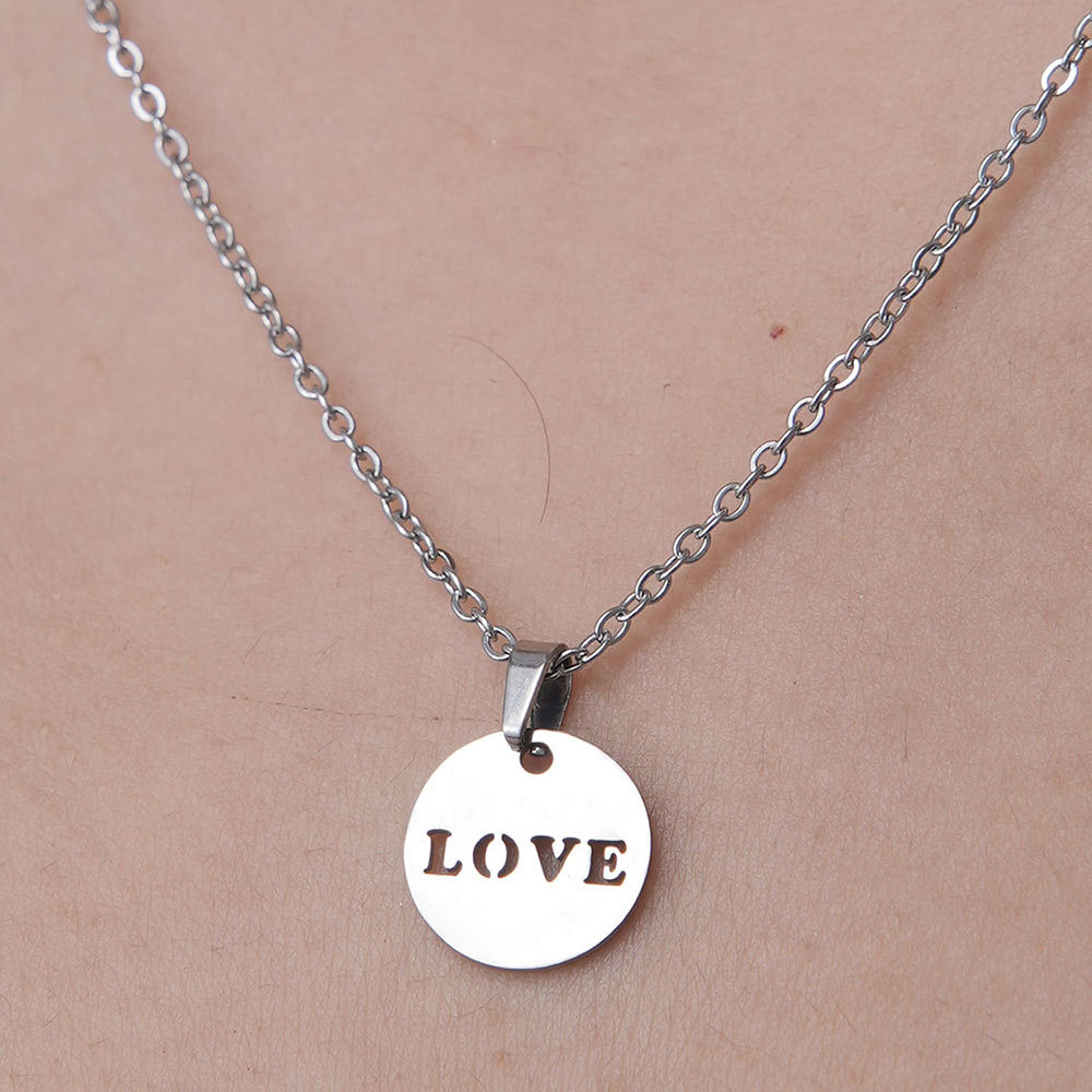 201 Stainless Steel Simple Style Polishing Plating Letter Heart Shape Pendant Necklace display picture 11