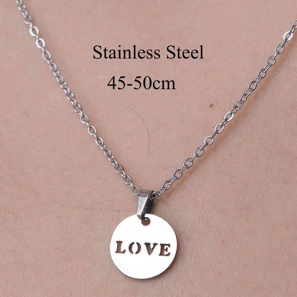 201 Stainless Steel Simple Style Polishing Plating Letter Heart Shape Pendant Necklace display picture 13