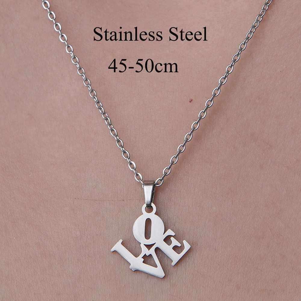 201 Stainless Steel Simple Style Polishing Plating Letter Heart Shape Pendant Necklace display picture 25
