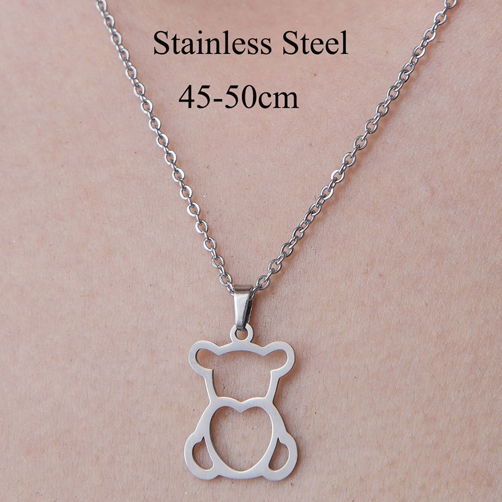 201 Stainless Steel Simple Style Polishing Plating Little Bear Dinosaur Paw Print Pendant Necklace display picture 4