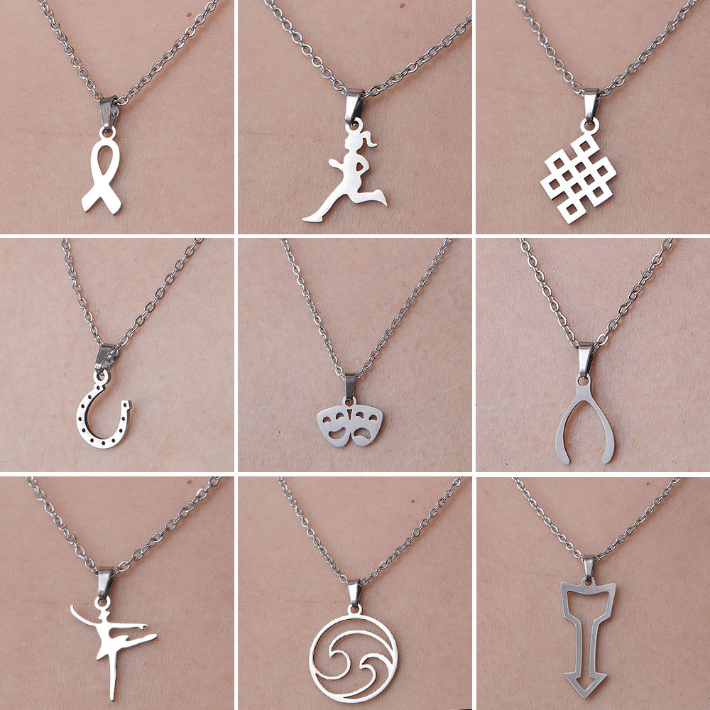 201 Stainless Steel Simple Style Polishing Plating Human Arrow Hook Pendant Necklace display picture 1