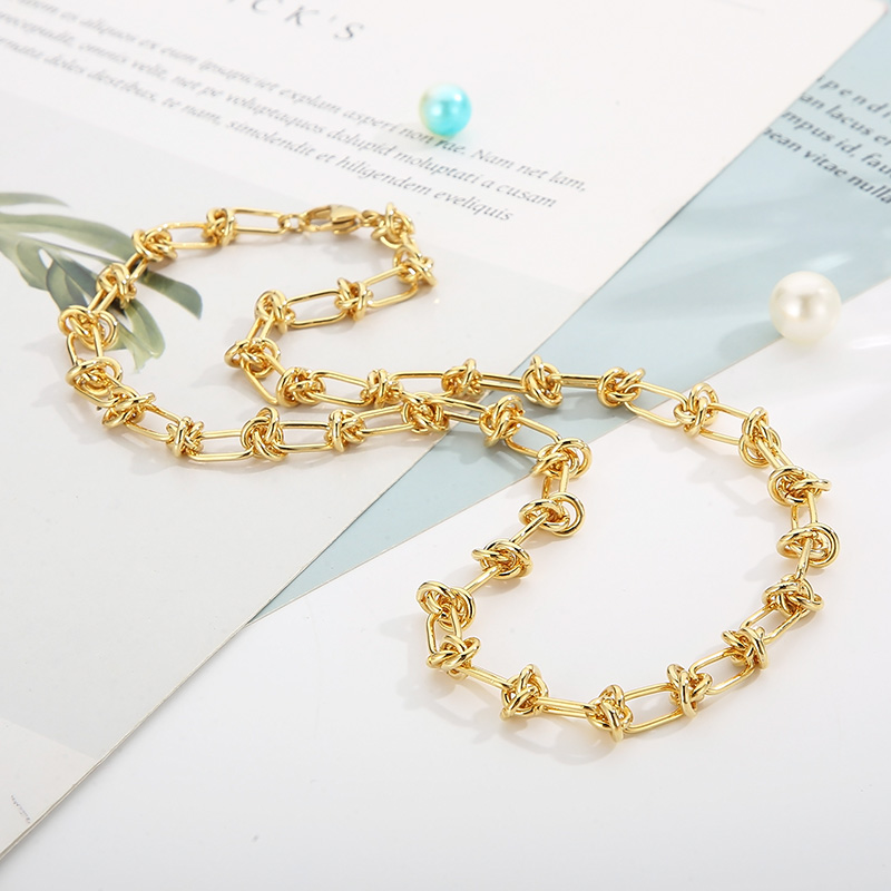 Rostfreier Stahl 18 Karat Vergoldet Einfacher Stil Pendeln Überzug Geometrisch Armbänder Halskette display picture 13