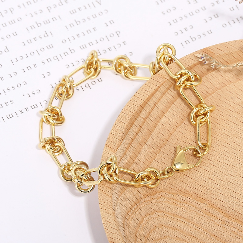 Rostfreier Stahl 18 Karat Vergoldet Einfacher Stil Pendeln Überzug Geometrisch Armbänder Halskette display picture 2