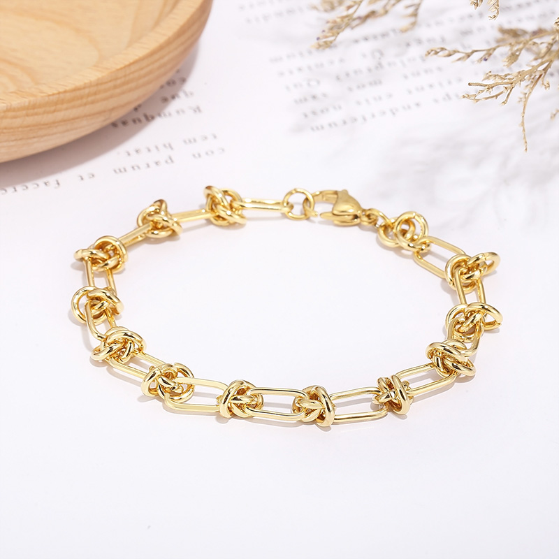 Rostfreier Stahl 18 Karat Vergoldet Einfacher Stil Pendeln Überzug Geometrisch Armbänder Halskette display picture 5