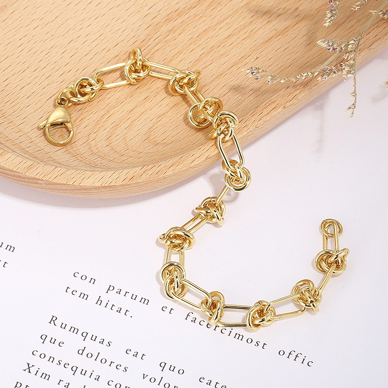 Rostfreier Stahl 18 Karat Vergoldet Einfacher Stil Pendeln Überzug Geometrisch Armbänder Halskette display picture 10