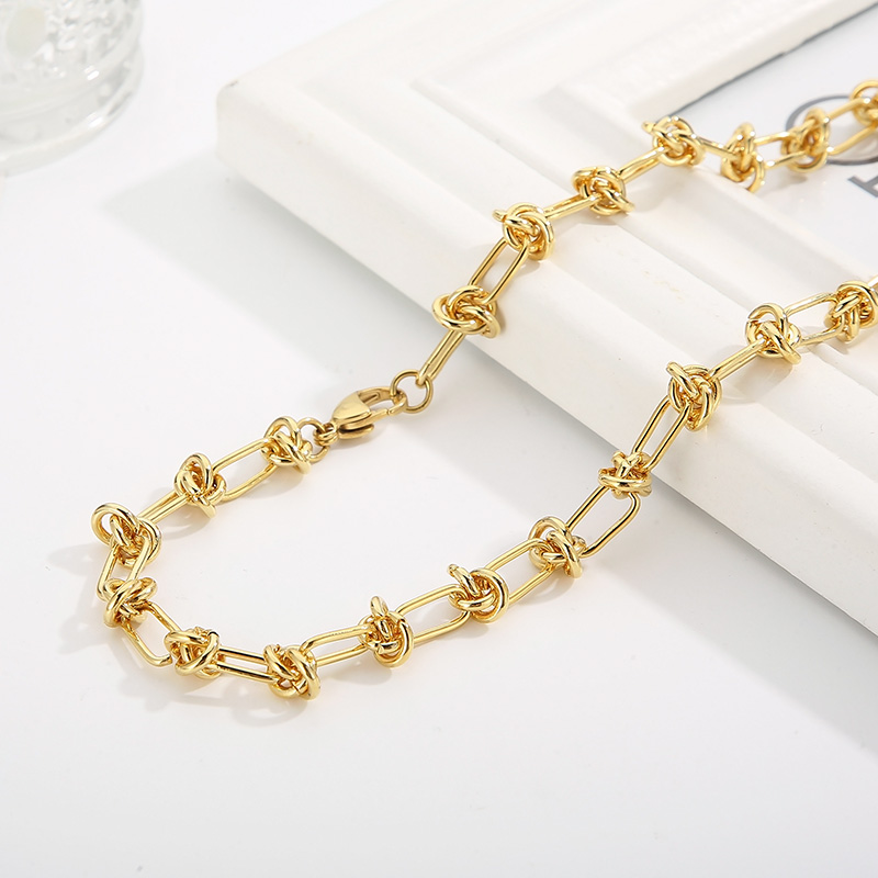 Rostfreier Stahl 18 Karat Vergoldet Einfacher Stil Pendeln Überzug Geometrisch Armbänder Halskette display picture 18