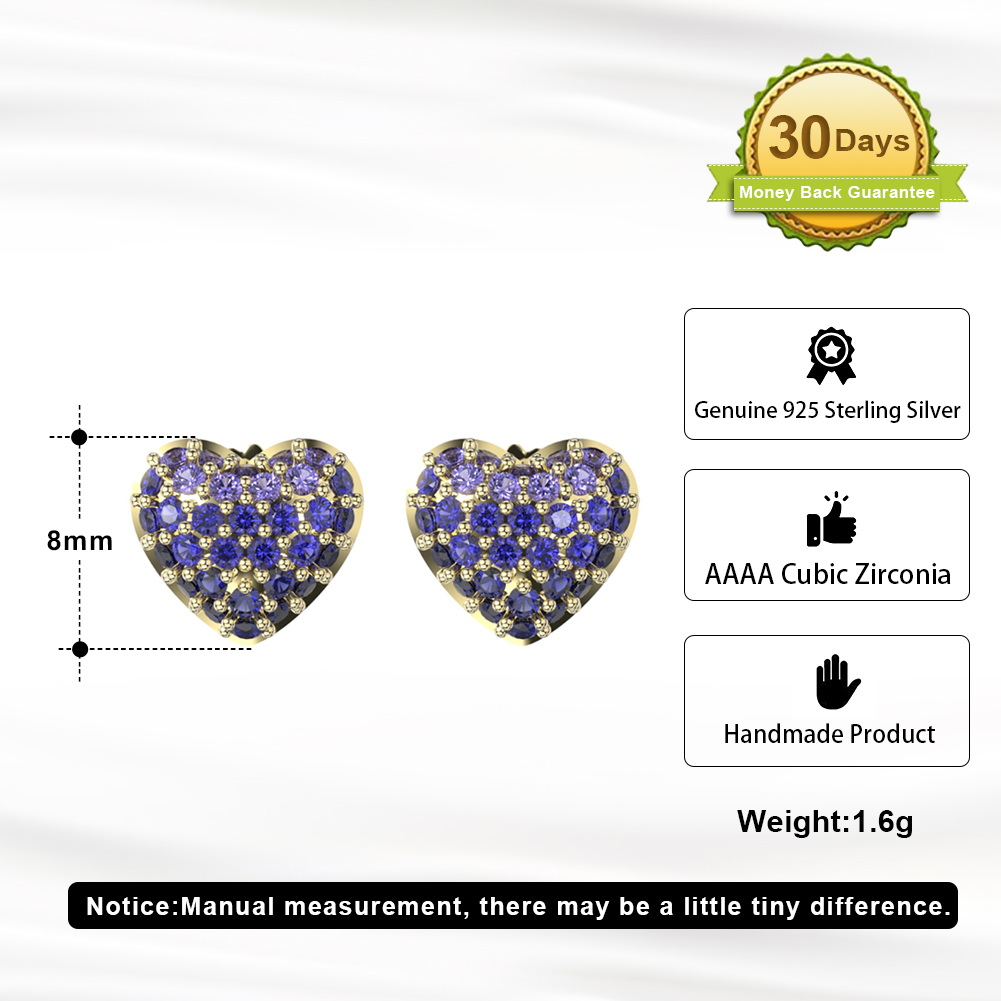 1 Pair Simple Style Classic Style Heart Shape Plating Inlay Sterling Silver Zircon 14k Gold Plated White Gold Plated Ear Studs display picture 1