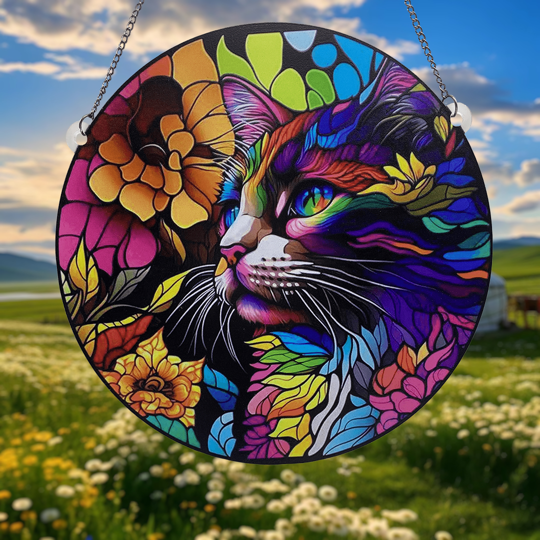 Basic Retro Cat Flower Arylic Pendant Wall Art display picture 2