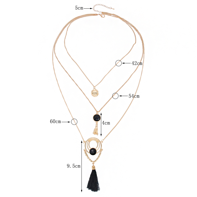 Elegant Lady Tassel Alloy Layered Handmade Plating Gold Plated Women's Three Layer Necklace display picture 4