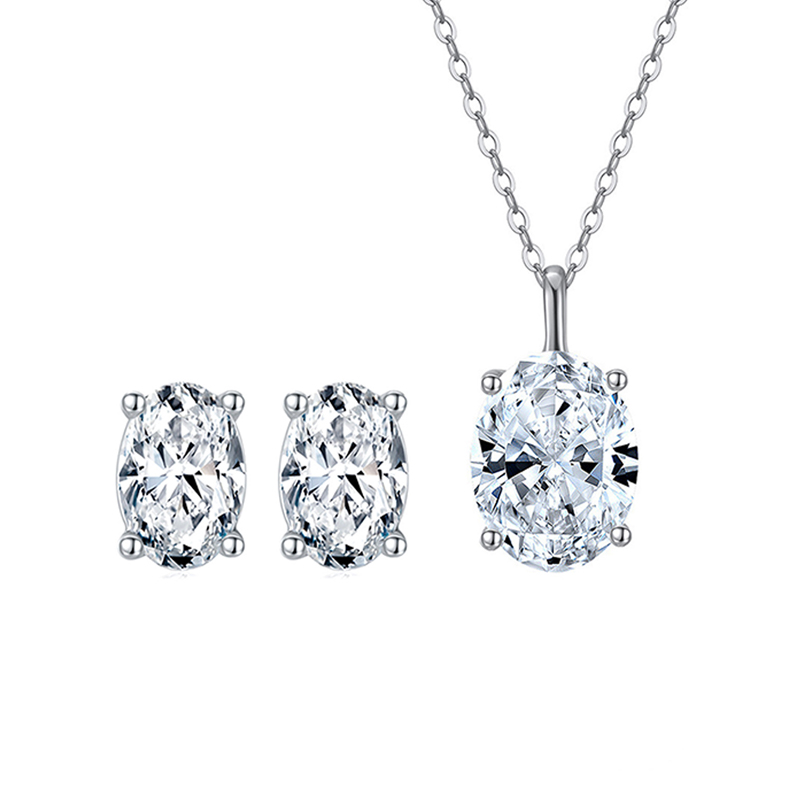 Elegant Luxurious Oval Sterling Silver Inlay Zircon Women's Jewelry Set display picture 4