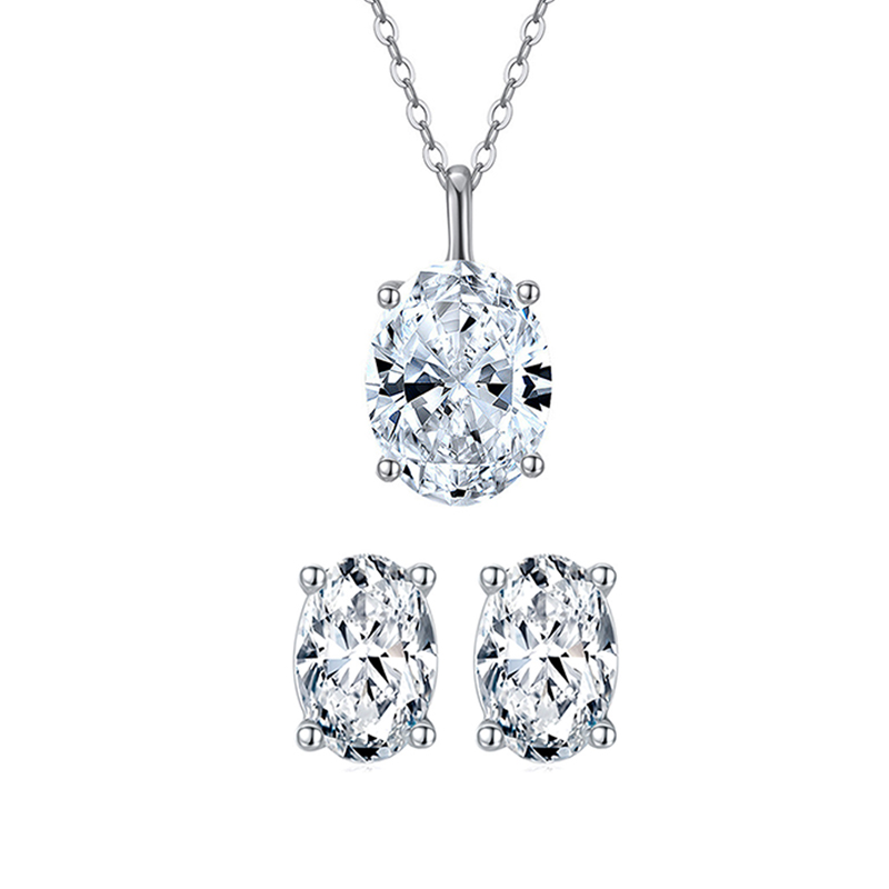 Elegant Luxurious Oval Sterling Silver Inlay Zircon Women's Jewelry Set display picture 6