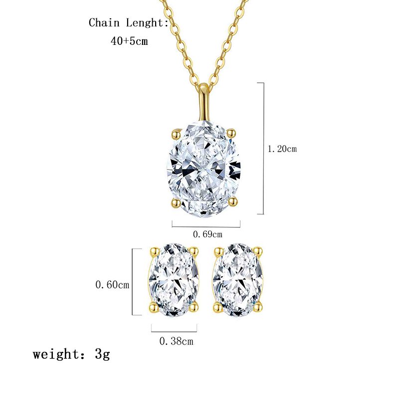 Elegant Luxurious Oval Sterling Silver Inlay Zircon Women's Jewelry Set display picture 7