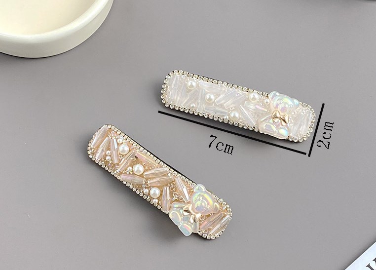 Women's Cute Classic Style Bear Alloy Inlay Artificial Crystal Artificial Pearls Hair Clip display picture 12