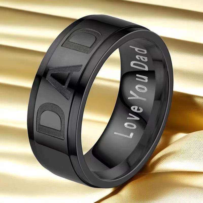 Casual Letter Titanium Steel Plating Rings display picture 2