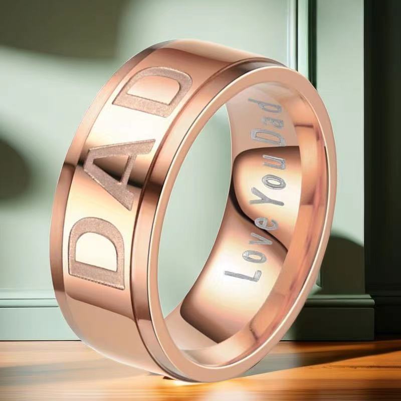 Casual Letter Titanium Steel Plating Rings display picture 3