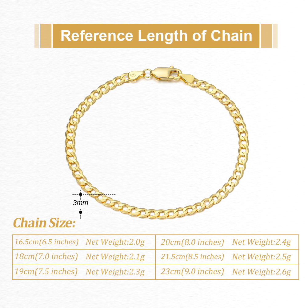 Hip-hop Simple Style Cool Style Solid Color Sterling Silver Plating Chain White Gold Plated Bracelets display picture 3