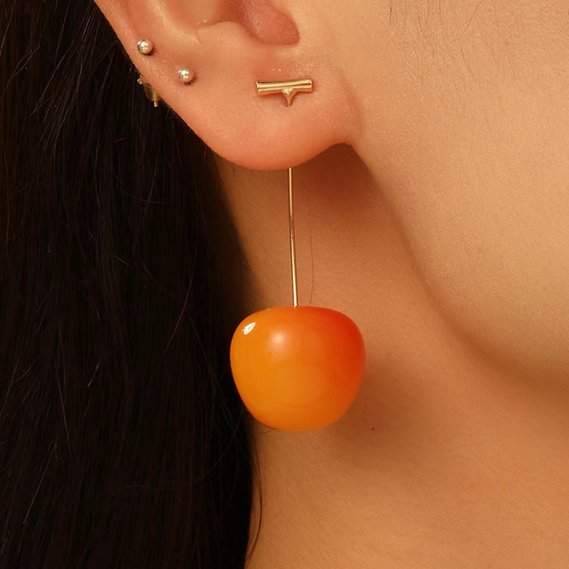 1 Piece Sweet Fruit Glass Gold Plated Drop Earrings display picture 3