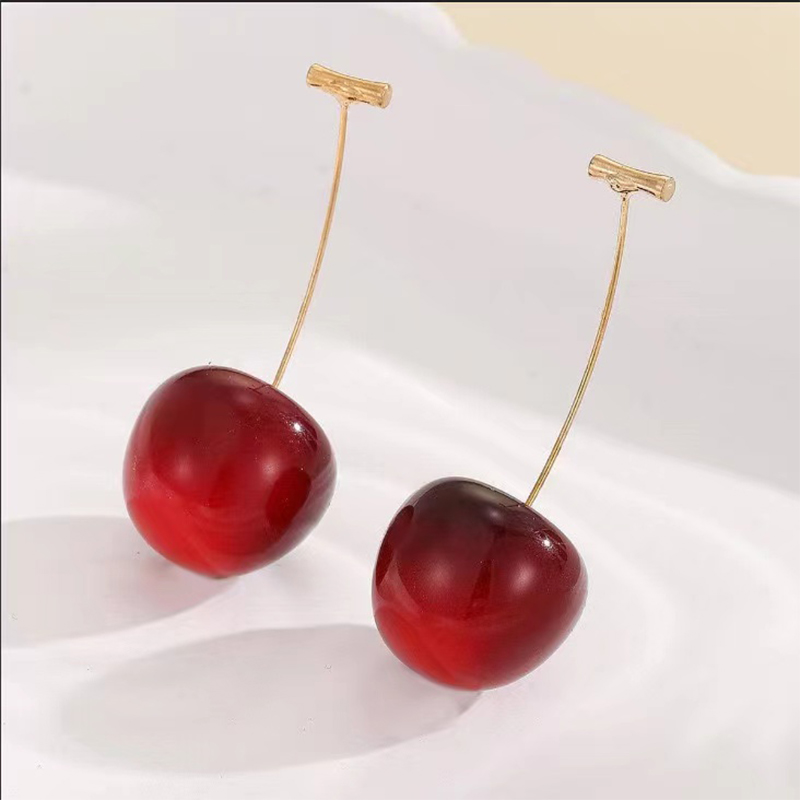 1 Piece Sweet Fruit Glass Gold Plated Drop Earrings display picture 8