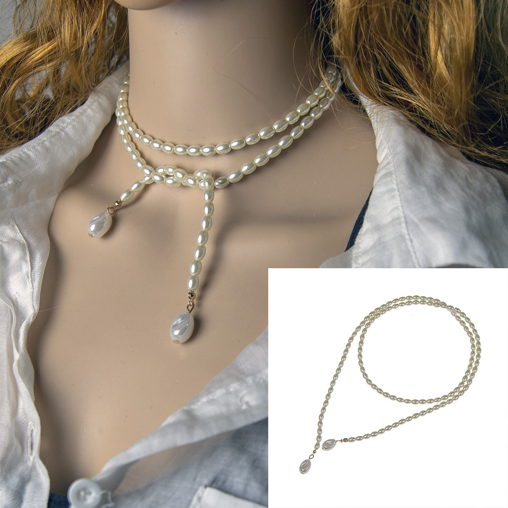 Dame Einfarbig Süßwasserperle Perlen Frau Halskette display picture 3